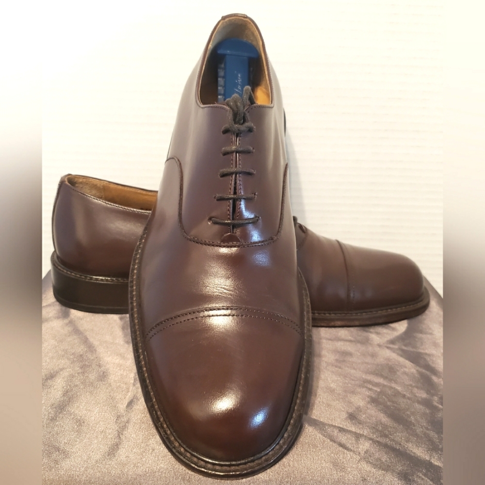Barneys New York Mens Oxford Shoes Size 9M  Brown Leather Cap Toe